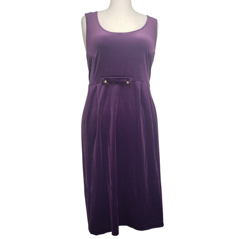 Whirlaway Frocks Purple Velour Midi Dress 18WP Plus Size Sleeveless Vintage